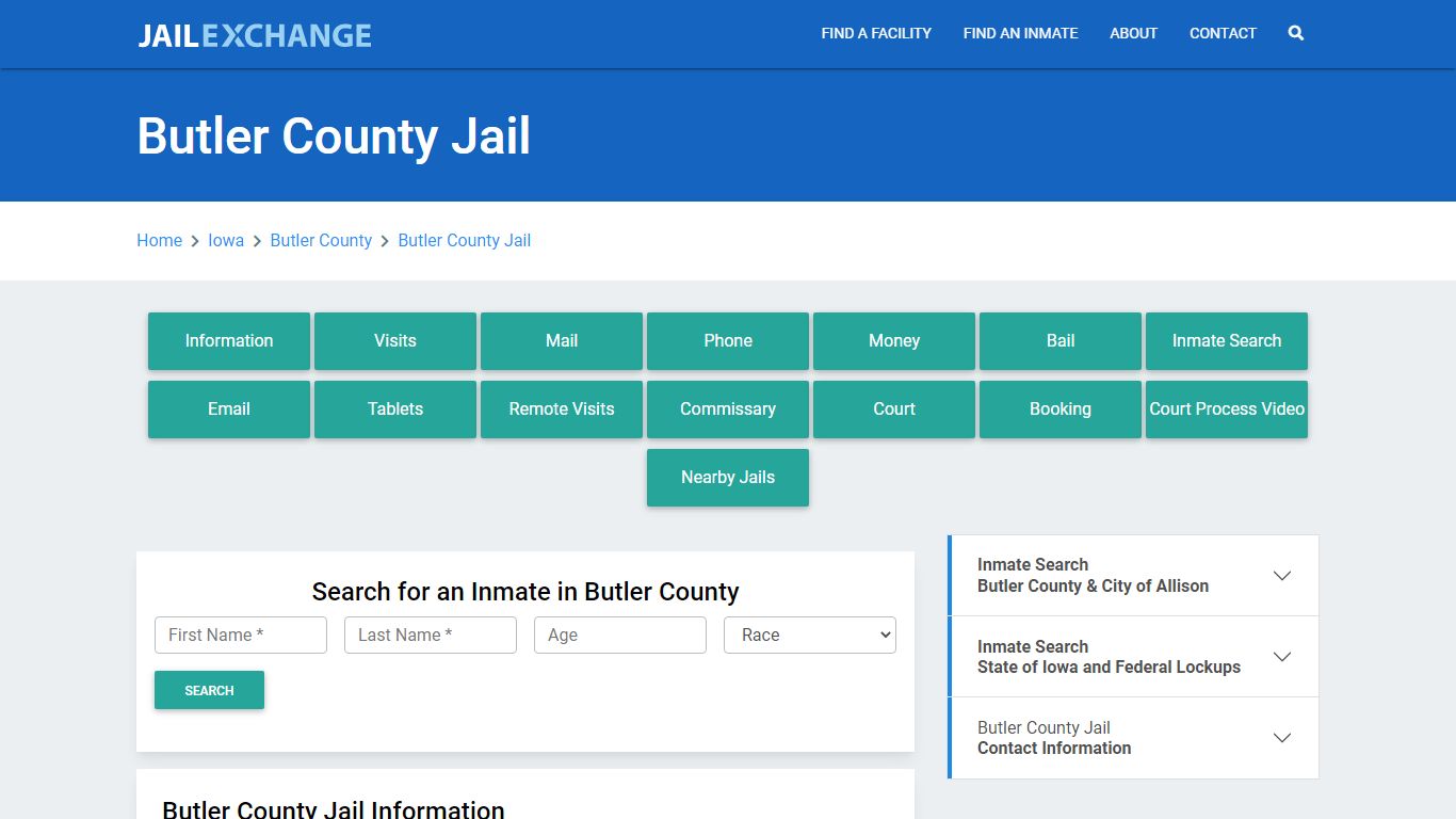 Butler County Jail Roster Lookup, IA, Inmate Search